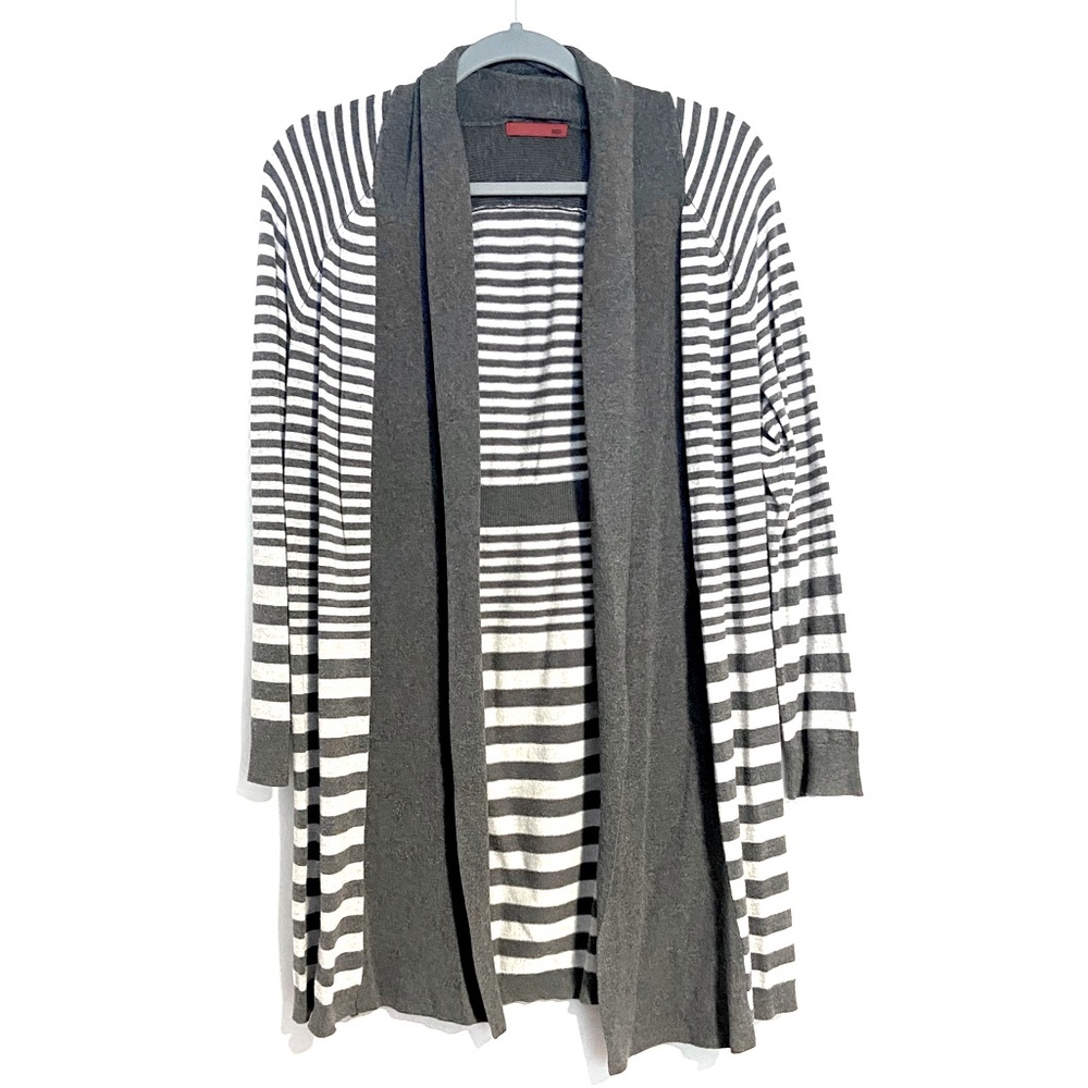 RED Grey Striped Cardigan